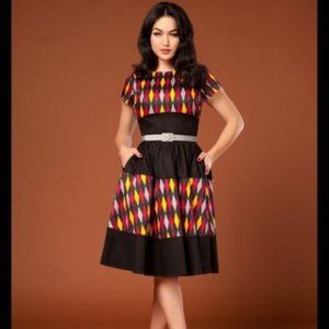 Pinup Girl Clothing Red Harlequin Amanda Dress